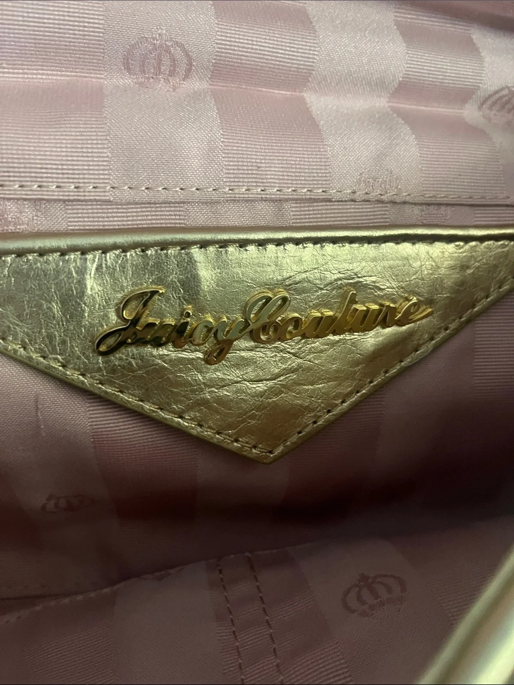 Juicy Couture Vintage 80’s Metallic Gold Quilted Chain Clutch with Handle